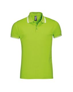 Рубашка поло мужская Pasadena Men 200 с контрастной отделкой, зеленый лайм с белым