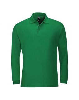 Рубашка поло мужская с длинным рукавом Winter II 210 ярко-зеленая