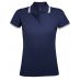 Рубашка поло женская Pasadena Women 200 с контрастной отделкой, темно-синяя с белым