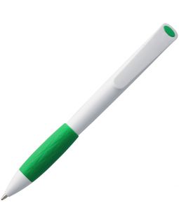 Ручка шариковая Grip, белая с зеленым-foto4