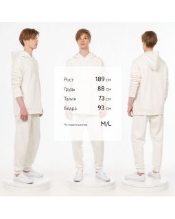 Худи унисекс H2, молочно-белое-foto10