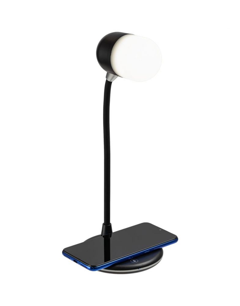Лампа с колонкой и беспроводной зарядкой lampaTon, черная