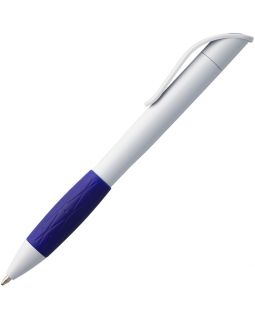Ручка шариковая Grip, белая (молочная) с синим-foto3