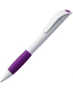 Ручка шариковая Grip, белая с фиолетовым