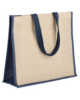 Холщовая сумка для покупок Bagari с синей отделкой