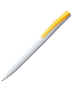 Ручка шариковая Pin, белая с желтым