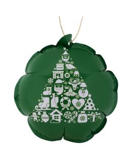 Новогодний самонадувающийся шарик, зеленый с белым рисунком