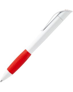 Ручка шариковая Grip, белая с красным-foto2