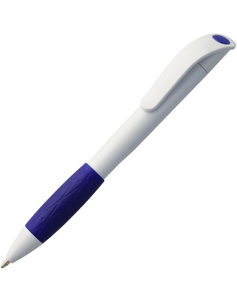 Ручка шариковая Grip, белая (молочная) с синим