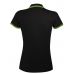 Рубашка поло женская Pasadena Women 200 с контрастной отделкой, черная с зеленым