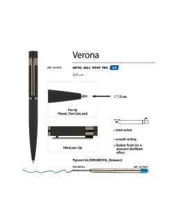 Ручка Verona шариковая  автоматическая, черный металлический корпус 1.0 мм, синяя-foto3