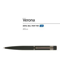 Ручка Verona шариковая  автоматическая, черный металлический корпус 1.0 мм, синяя-foto2