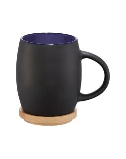 Керамическая чашка Hearth с деревянной крышкой-костером, черный/синий