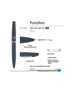 Ручка металлическая шариковая Portofino, софт-тач, 1.0 мм, синий-foto3