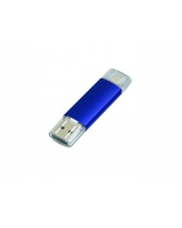 USB-флешка на 16 Гб.c дополнительным разъемом Micro USB, синий