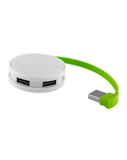 USB Hub Round, на 4 порта, белый/лайм