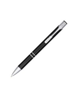 Кнопочная шариковая ручка Moneta из анодированного алюминия, синие чернила, черный