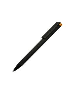 Ручка металлическая шариковая Taper Metal софт-тач с цветным зеркальным слоем, черный с оранжевым-foto2