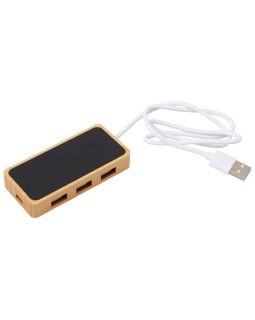 USB хаб с подсветкой лого Reedia S5, 3*USB, 1*Type C, бамбук, черный-foto2
