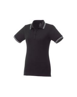 Женская футболка поло Fairfield с коротким рукавом с проклейкой, черный/серый меланж/белый