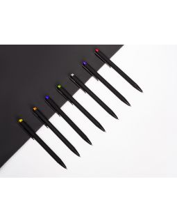 Ручка металлическая шариковая Taper Metal софт-тач с цветным зеркальным слоем, черный с желтым-foto5