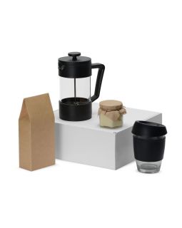 Подарочный набор с кофе, кружкой и френч-прессом Бодрое утро, черный