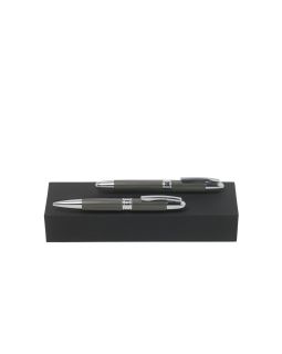 Подарочный набор: ручка шариковая, ручка-роллер. Hugo Boss, графит/серебристый