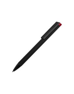 Ручка металлическая шариковая Taper Metal софт-тач с цветным зеркальным слоем, черный с красным-foto2