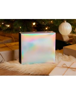 Подарочная коробка с голографическим шубером без печати Aurora, L, 260х260х100 мм.-foto6