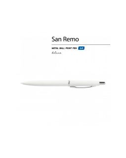 Ручка SAN REMO шариковая, автоматическая, белый металлический корпус 1.00 мм, синяя-foto2