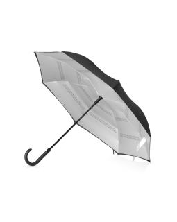 Зонт-трость наоборот Inversa, полуавтомат , черный/серебристый