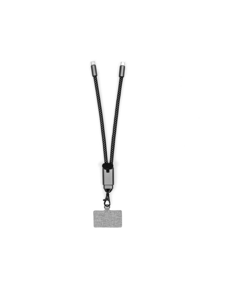 Ремешок-держатель для телефона с зарядным кабелем USB-C - USB-C Lany Wristband Charge Eco, серый Ремешок-держатель для телефона с зарядным кабелем USB-C - USB-C Lany Wristband Charge Eco, серый