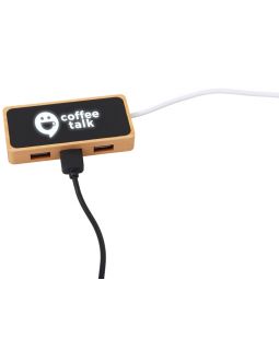 USB хаб с подсветкой лого Reedia S5, 3*USB, 1*Type C, бамбук, черный USB хаб с подсветкой лого Reedia S5, 3*USB, 1*Type C, бамбук, черный