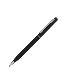 Ручка металлическая шариковая Атриум с покрытием софт-тач, черный