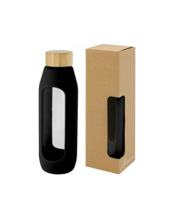 Tidan Бутылка из боросиликатного стекла объемом 600 мл с силиконовым держателем, черный
