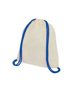 Рюкзак со шнурком Oregon, имеет цветные веревки, изготовлен из хлопка 100 г/м², бежевый/синий