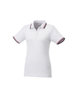 Женская футболка поло Fairfield с коротким рукавом с проклейкой, белый/темно-синий/красный