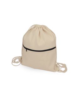 Рюкзак-мешок хлопковый Lark с цветной молнией, натуральный/черный