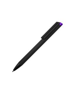 Ручка металлическая шариковая Taper Metal софт-тач с цветным зеркальным слоем, черный с фиолетовым-foto2