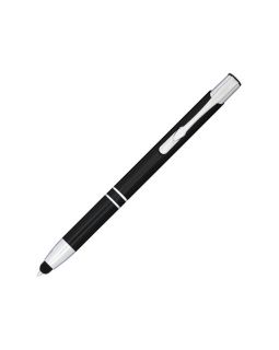 Шариковая кнопочная ручка-стилус Moneta из анодированного алюминия, черный