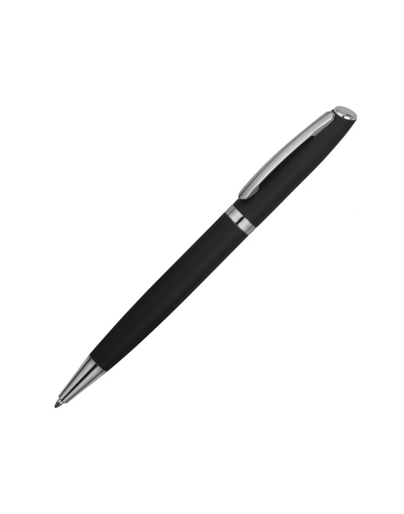 Ручка металлическая шариковая Flow soft-touch, черный/серебристый Ручка металлическая шариковая Flow soft-touch, черный/серебристый