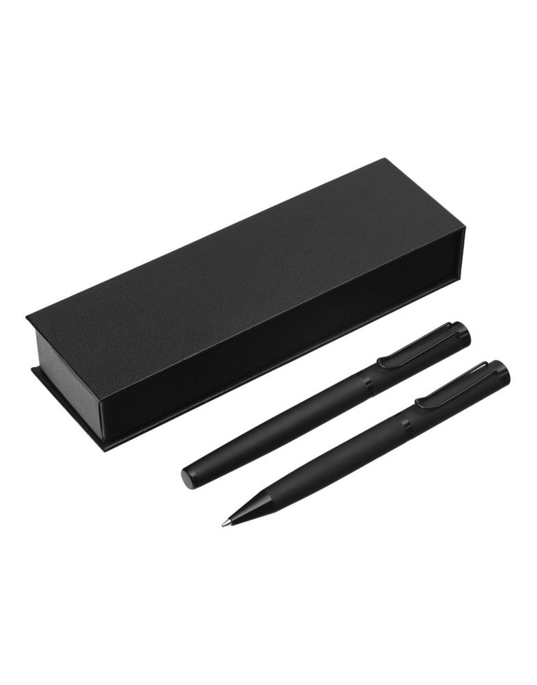 Подарочный набор из 2-х ручек Black Lama soft-touch, черный Подарочный набор из 2-х ручек Black Lama soft-touch, черный