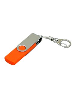 Флешка с  поворотным механизмом, c дополнительным разъемом Micro USB, 16 Гб, оранжевый