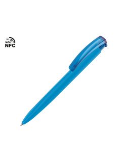 Ручка пластиковая шариковая трехгранная Trinity K transparent Gum soft-touch с чипом передачи информации NFC, голубой