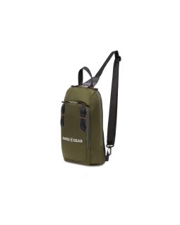 Рюкзак SWISSGEAR с одним плечевым ремнем, зеленый/оранжевый, полиэстер рип-стоп, 18 x 5 x 33 см, 4 л