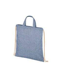 Рюкзак со шнурком Pheebs из 210 г/м² переработанного хлопка, синий