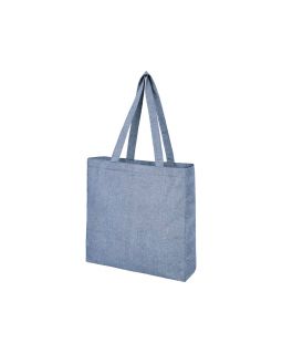 Эко-сумка Pheebs с клинчиком, изготовленая из переработанного хлопка, плотность 210 г/м2, синий