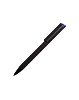 Ручка металлическая шариковая Taper Metal софт-тач с цветным зеркальным слоем, черный с синим-foto2