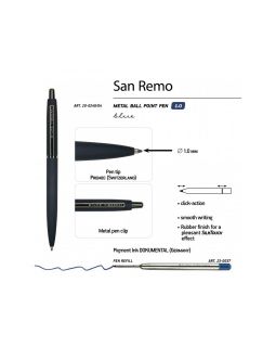 Ручка SAN REMO шариковая, автоматическая, темно-синий металлический корпус 1.00 мм, синяя-foto3