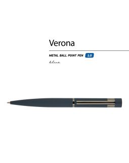 Ручка Verona шариковая автоматическая, синий металлический корпус 1.0 мм, синяя-foto2